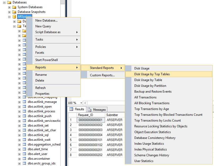 SQL Server Disk Usage by Top Tables screenshot