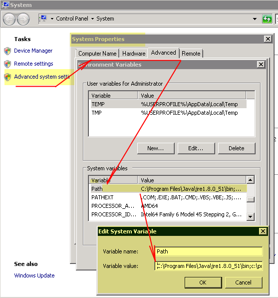 Setting Path in Windows OS