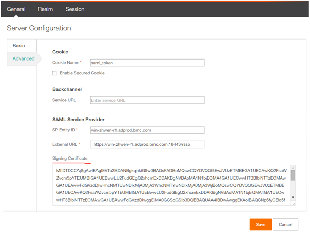 RSSO Server Advanced Configuration panel