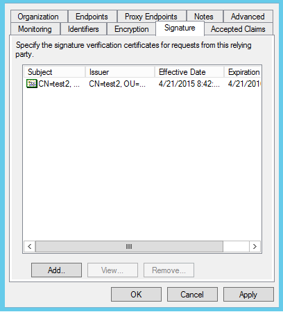 Signature Verification panel