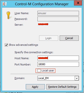 CCM Local User Check Box